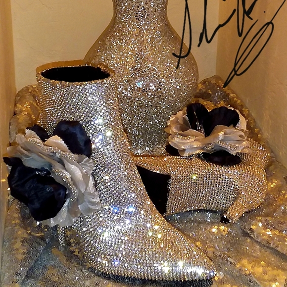 SAMPLE GOWN SET ONLY - "TWILA" Black/Silver Lehenga Saree Wedding Gown Set - Picture 8 of 8